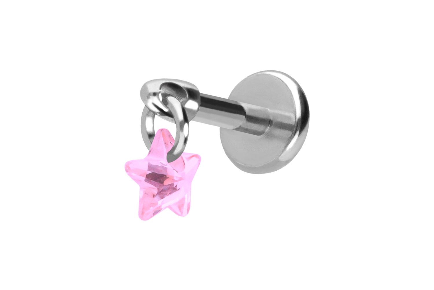 Titan Labret Piercing mit Push Fit KRISTALLSTERN